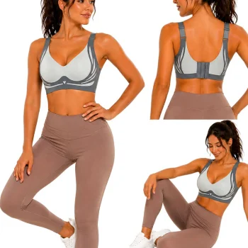 Women's Seamless Push Up Sports Bra, Grey, Size L