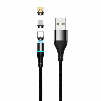 Setty 3-in-1 Magnetic USB Cable (Micro USB/Type-C/Lightning), 1.0m, 2A, Black