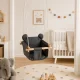 Baby Swing with Soft Fabric Seat and Wooden Frame, Grey