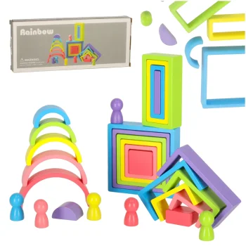 Wooden Rainbow Stacker Montessori Building Blocks Educational Toy