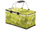 Collapsible Thermal Picnic and Shopping Basket, Green with Flowers
