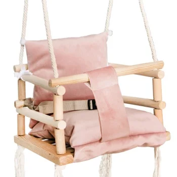 Kruzzel Wooden Baby Swing with Cushion, Pink