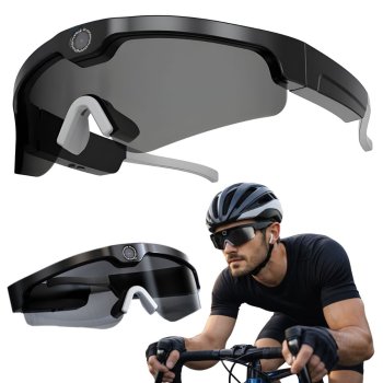 Smart AI Glasses with 2K Camera Bluetooth Headset and Mic, Black