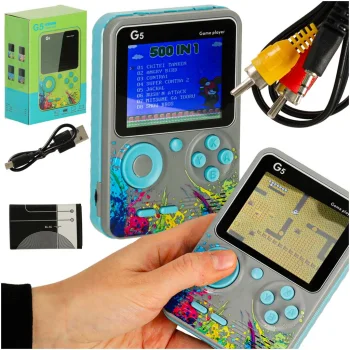 Portable Retro Game Console, 500 Games, Grey