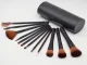 Professional Makeup Brush Set with Case, 12 pcs, Black/Brown