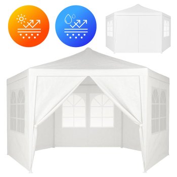 MultiGarden Garden Gazebo Pavilion 2x2 m with 6 Walls and Windows, White