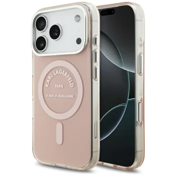 Karl Lagerfeld IML Karl RSG Logo MagSafe Case for iPhone 17 Pro, Pink