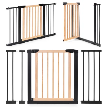 Ecotoys SF-011B-BC Safety Gate for Stairs and Doors 74-130 cm, Wood / Metal