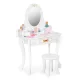 ECOTOYS Kids Wooden Vanity Dressing Table with Mirror and Stool, Pink