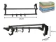 No-Drill Bathroom Towel Rack, 40 cm, 4 Hooks, Black
