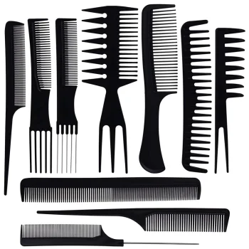 Professional Hairdressing Combs Set with Case, 10 pcs