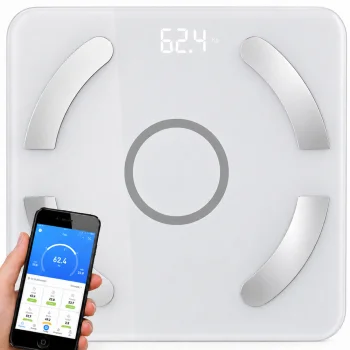 Analytical Bathroom Scales with Bluetooth, Glass, 180kg, White