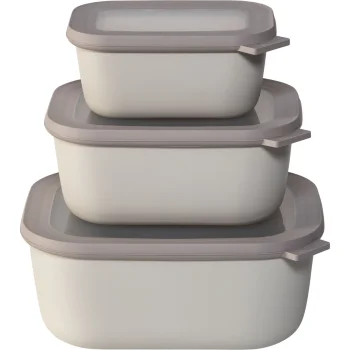 Mepal Cirqula Rectangular Food Container Set 3-Piece, 750 ml, 1500 ml, 3000 ml, Nordic White