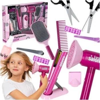 Kids Hair Salon Toy Set with Hair Dryer and Straightener KX2946 (15 Pieces)