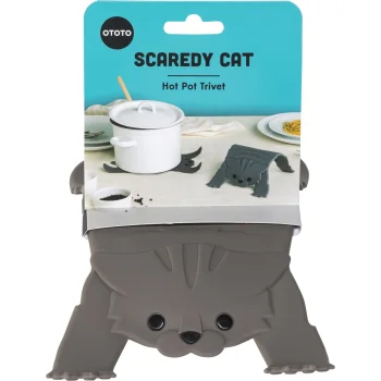OTOTO Scaredy Cat Hot Pot Trivet, Brown