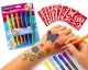Glitter Tattoo Gel Pens Set, 6 Colours with Stencils
