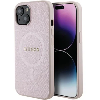 Apple iPhone 15 Plus 6.7'' Guess Saffiano MagSafe Case Cover, Pink
