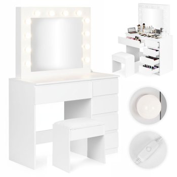 Туалетный столик с зеркалом и LED подсветкой 5 ящиков ModernHome
