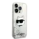 Karl Lagerfeld iPhone 14 Pro Case Liquid Glitter Choupette Silver