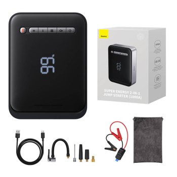 Powerbank / Starter + Compressor 2in1 Baseus Super Energy Car Jump Starter, 8000mAh, 1000A USB (black)