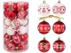 Shatterproof Christmas Tree Baubles, Red/White, 5 cm (Set of 30)