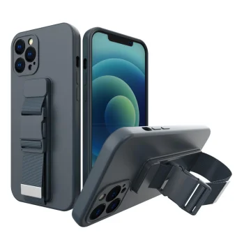 Silicone Case with Strap for Xiaomi Redmi 10, Navy Blue
