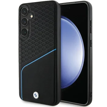 BMW Samsung Galaxy S24+ Case Signature Leather Textured & Line MagSafe, Black