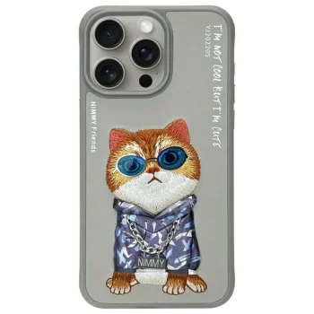 Nimmy iPhone 15 Pro Max Case Glasses Cool Cat, Gray