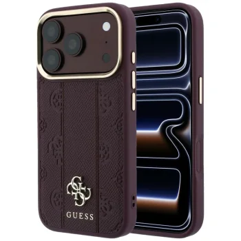 Guess Stripe Peony 4G Logo MagSafe Case for iPhone 18 Pro / 17 Pro, Burgundy