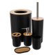 Ruhhy 00024636 Bathroom Accessory Set, 6 Pieces, Black/Bamboo