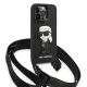 Apple iPhone 14 Pro 6.1\" Karl Lagerfeld Monogram Ikonik Patch Case Cover (KLHCP14LSTKMK), Black