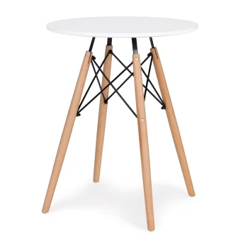 Round Dining Table for 2 Small Kitchen Table 60cm ModernHome, White