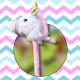 Bakalu Hobby Horse Unicorn Head on a Stick with Sound, White