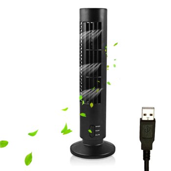Bladeless USB Tower Fan 2.5W, Black