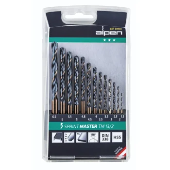 Alpen Sprint Master TM 13/2 HSS Twist Drill Bit Set, 1.5-6.5 mm, 13 Pieces