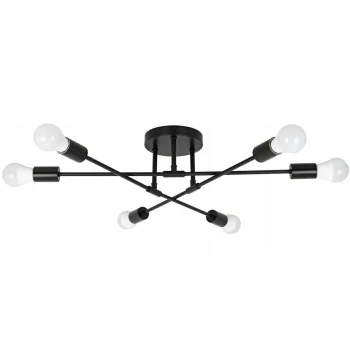 Loft Hanging Ceiling Lamp, 6 Bulbs, Black