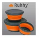 Folding Silicone Bowls with Lids, 3 Pieces, Grey-Orange