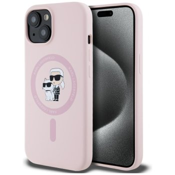 Karl Lagerfeld Silicone Karl&Choupette MagSafe vāciņš iPhone 15, Rozā