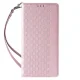 Atverčiamasis dėklas iPhone 14 Pro Magnet Strap Case su stovu ir dirželiu, rožinis