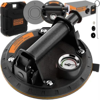 Bigstren Vacuum Suction Cup with Pump and Pressure Gauge 200kg, Black