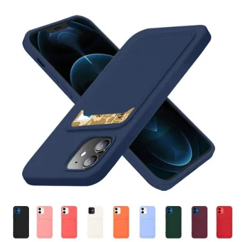 Silicone Case with Card Slot for Samsung Galaxy A22 4G, Navy Blue