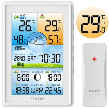 Baldr BD-906 Wireless Weather Station with Color Display, White