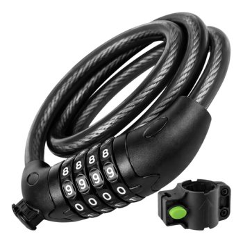 Combination Bike Lock Trizand 120cm 13.5mm Cable, black