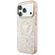 Guess IML Leopard Glitter Triangle Logo MagSafe Case for iPhone 17/18 Pro Max - Pink