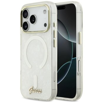 Guess IML Shell Script Metal MagSafe Phone Case Cover iPhone 17 Pro Max - White