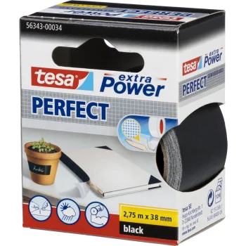 Tesa extra Power Perfect Cloth Tape 2.75 m x 38 mm, Black