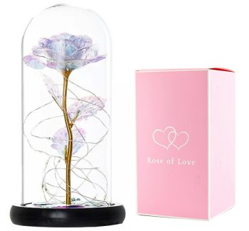 Eternal Rose in Glass with LED, White