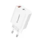 Wozinsky WLS-20W 20W USB-A and USB-C Wall Charger with 1m USB-C to USB-C Cable - White