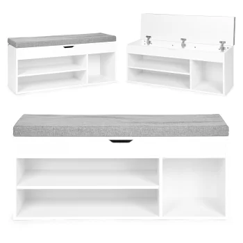 ModernHome WYJ-249 Shoe Cabinet with Seat and 3 Shelves, White
