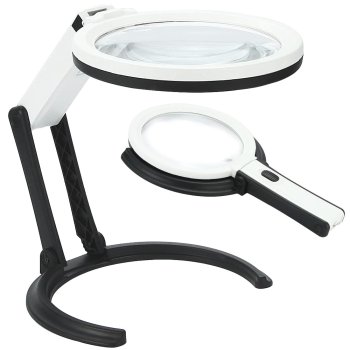 Foldable Desktop Magnifier with 10 LED Lights 1.8x 138mm & 5x 25mm